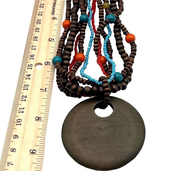 Multi-Strand Beaded Necklace & Bracelet Set With Colorful Beads & Pendant - Picture 6 of 6